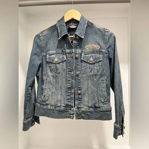Harley Davidson Jean embroidered studded riding jacket women’s size small petite